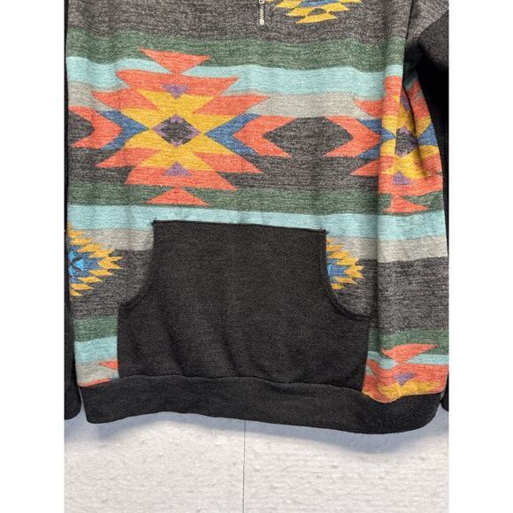 7th Ray LS Collared Women Unisex T Shirt Boho Pouch Pocket Aztek M/L - Picture 2 of 7